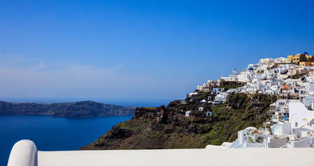 Santorini island, Greece - Fira caldera over Aegean sea