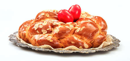 Easter bread isolated on white background