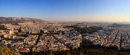 Athens, Greece - panoramic view from Lycabettus hill at dusk