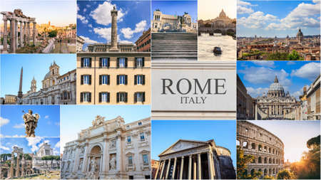 Rome, Italy - Photo collage of the main sightsの写真素材