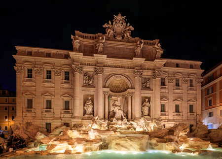 Rome, Italy - Trevi fountain (Fontana di Trevi) at nightのeditorial素材