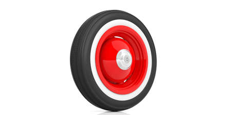 Vintage car tyre isolated on white background. 3d illustrationの写真素材