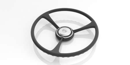 Vintage car steering wheel isolated on white background. 3d illustrationの写真素材