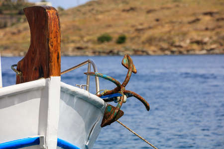 Fishing boat moored in a small portの写真素材
