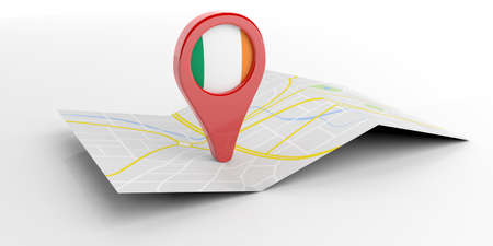 Ireland map pointer isolated on white background. 3d illustrationの写真素材
