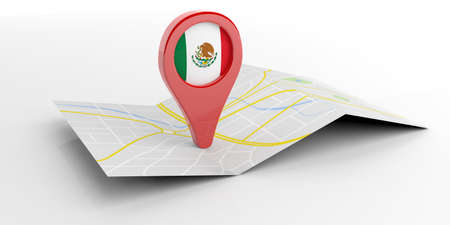 Mexico map pointer isolated on white background. 3d illustrationの写真素材