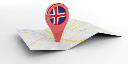 Iceland  map pointer isolated on white background. 3d illustrationの写真素材