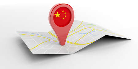 China map pointer isolated on white background. 3d illustrationの写真素材
