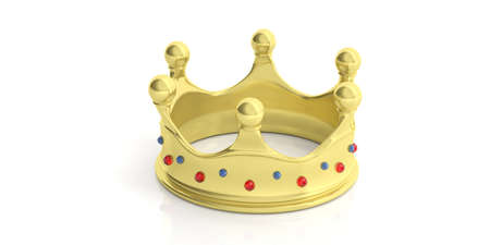 Golden crown isolated on white background. 3d illustrationの写真素材