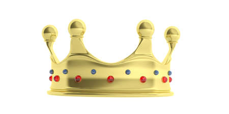 Golden crown isolated on white background. 3d illustrationの写真素材