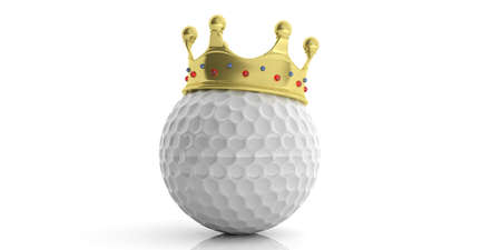 Golden crown on a golf ball. 3d illustrationの写真素材