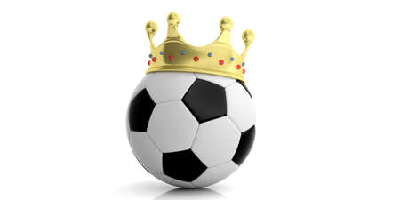 Football is the king - Golden crown on a soccer ball. 3d illustrationの写真素材