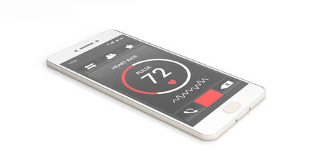 Heartbeat on a smartphone screen isolated on white background. 3d illustration