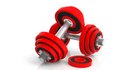 Dumbbells weights isolated on white background. 3d illustrationの写真素材