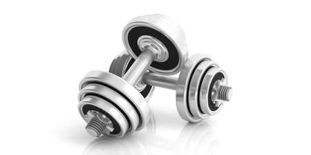 Dumbbells weights isolated on white background. 3d illustrationの写真素材