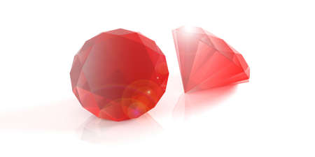 Red gemstones isolated on white background. 3d illustrationの写真素材