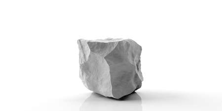 White marble rock isolated on white background. 3d illustration