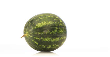 Whole single watermelon isolated on white backgroundの写真素材