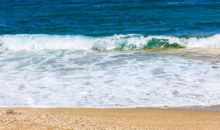 Sandy beach and blue sea background - Greece, Aegean seaの写真素材