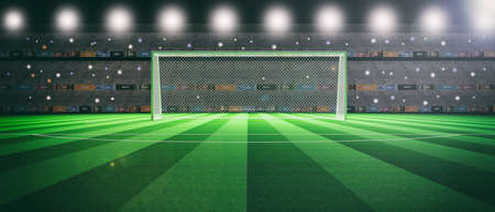 Soccer (football) stadium at night, illuminated abstract background. 3d illustrationの写真素材