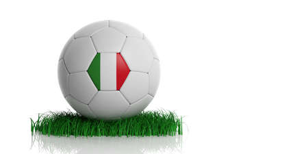 Italy flag on a soccer ball, white background. 3d illustrationの写真素材