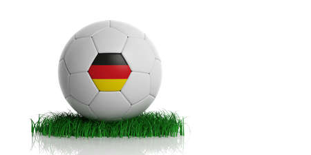 Germany flag on a soccer ball, white background. 3d illustrationの写真素材