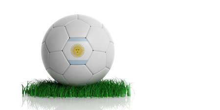 Argentina flag on a soccer ball, white background. 3d illustrationの写真素材
