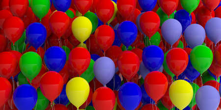 Group of colorful party balloons background. 3d illustrationの写真素材