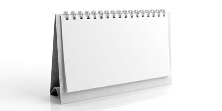 Blank desk calendar isolated on white background. 3d illustrationの写真素材