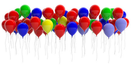 Colorful party balloons isolated on white background. 3d illustrationの写真素材