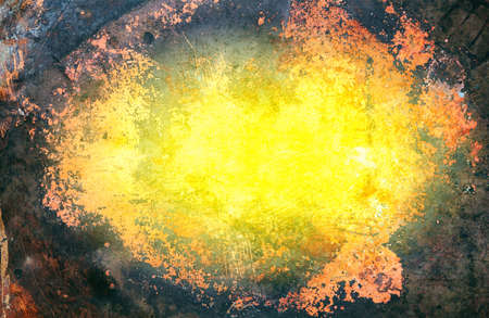Rusty yellow brown metal plate texture backgroundの写真素材