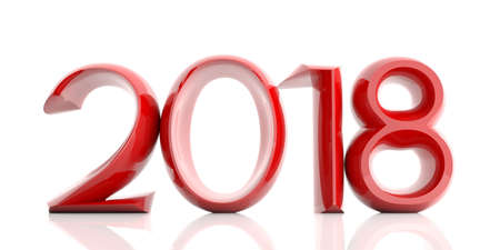 New year 2018 isolated on white background. 3d illustrationの写真素材
