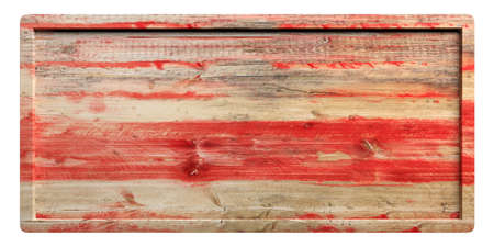 Wooden red signboard with frame isolated on white background. 3d illustrationの写真素材