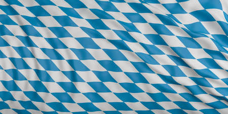 Waving in the wind flag of Bavaria, Germany, with silk texture.3d illustrationの写真素材