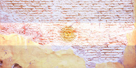 Argentina national flag painted on a brick wall. 3d illustrationの写真素材