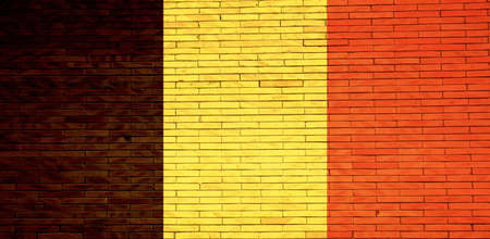 Belgium national flag painted on a brick wall. 3d illustrationの写真素材