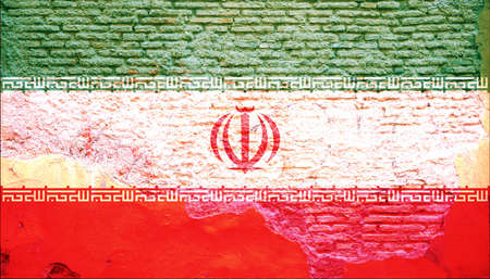 Iran national flag painted on a brick wall. 3d illustrationの写真素材