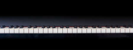 Piano keyboard banner, front view, copy spaceの写真素材