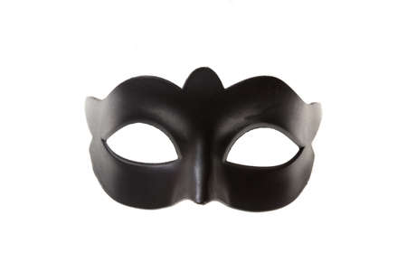 Black Venetian carnival mask isolated on white background, front viewの写真素材