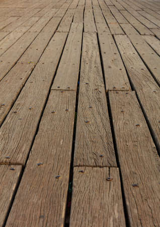 Vintage empty wooden deck background. Closeup view with details