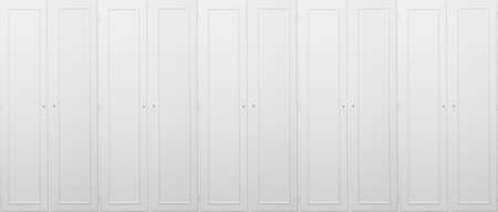 Wardrobe white, wooden, closed, isolated for backdrop. Close up view with details.の写真素材