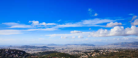 Athens, Greece. Panoramic view from Penteli mountain on blue sky backgroundの写真素材