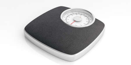Weight control concept. Bathroom scale isolated on white background, view from above. 3d illustrationの写真素材