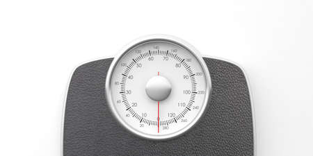 Weight control concept. Bathroom scale isolated on white background, top view. 3d illustrationの写真素材