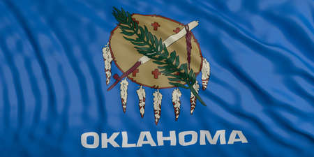 Oklahoma USA waving flag background. 3d illustrationの写真素材