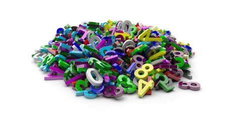 Education, maths, calculation concept. Colorful figures numbers bunch isoalated on white background,...