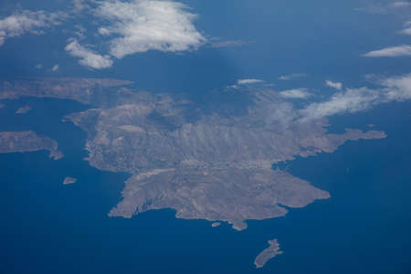 Kalymnos island, Greece. Aerial view out of a plane window.の写真素材
