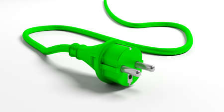 Green energy concept. Electric power plug isolated on white background. 3d illustrationの写真素材