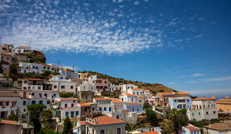Summer vacations concept. Greece Kea island, view of Ioulis village.の写真素材