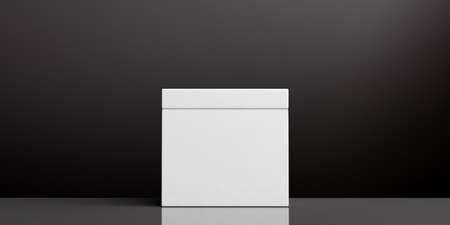 Elections concept. White blank ballot box on black background, copy space. 3d illustration